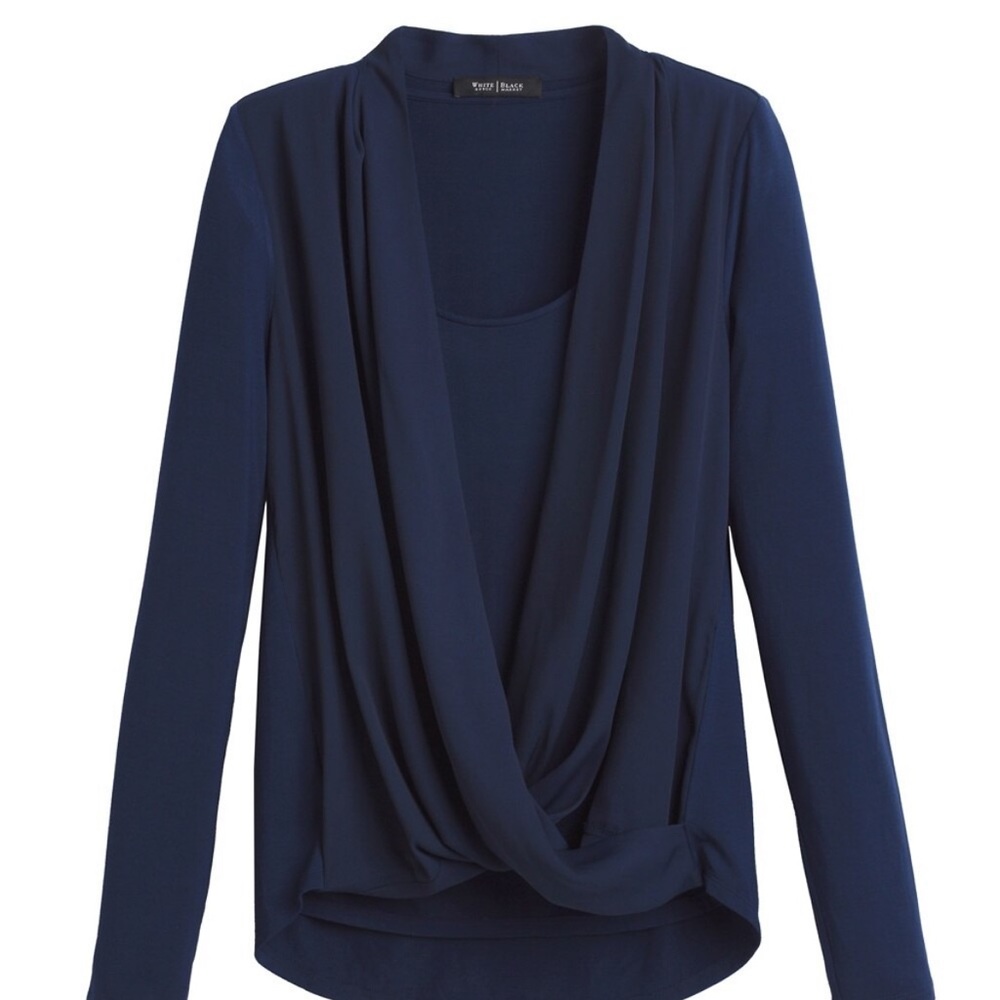 Whbm Double Layer Surplice Top -Euc Size Medium - image 4